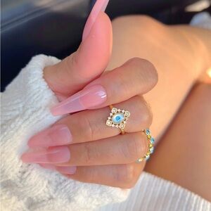 Gold Evil Eye Ring - Adjustable